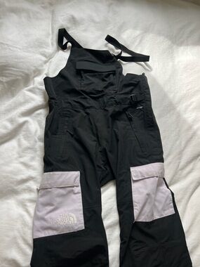 The North Face Black Bib Snow Pants with Lilac Knee Panels